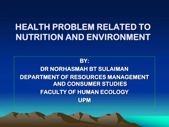 health problem related to nutrition and environment