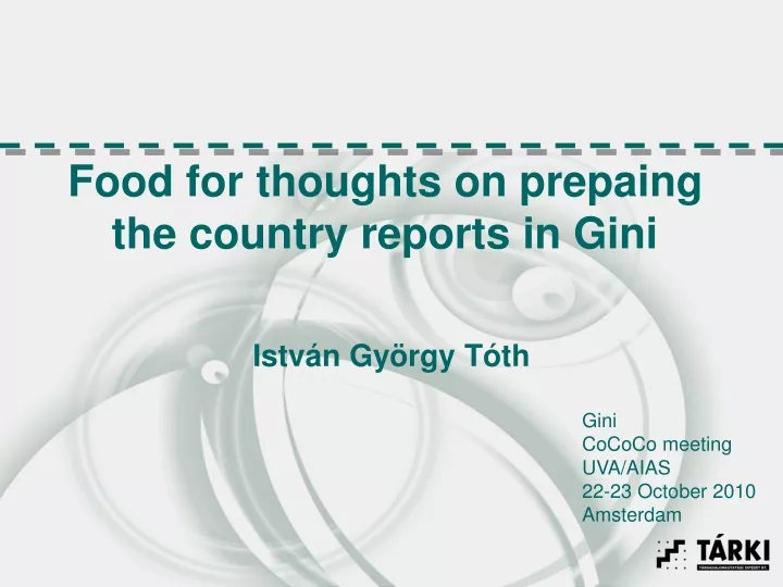 food for thoughts on prepaing the country reports in gini