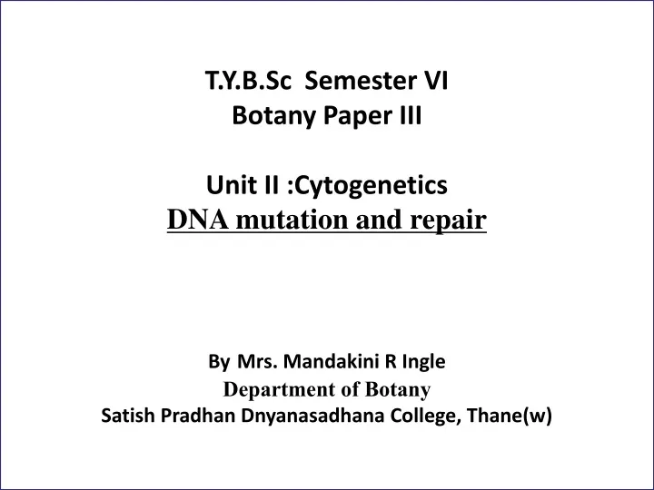 t y b sc semester vi botany paper iii unit