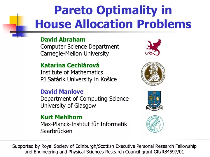 pareto optimality in house allocation problems