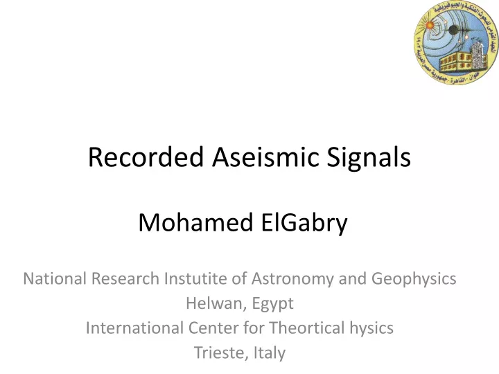 recorded aseismic signals