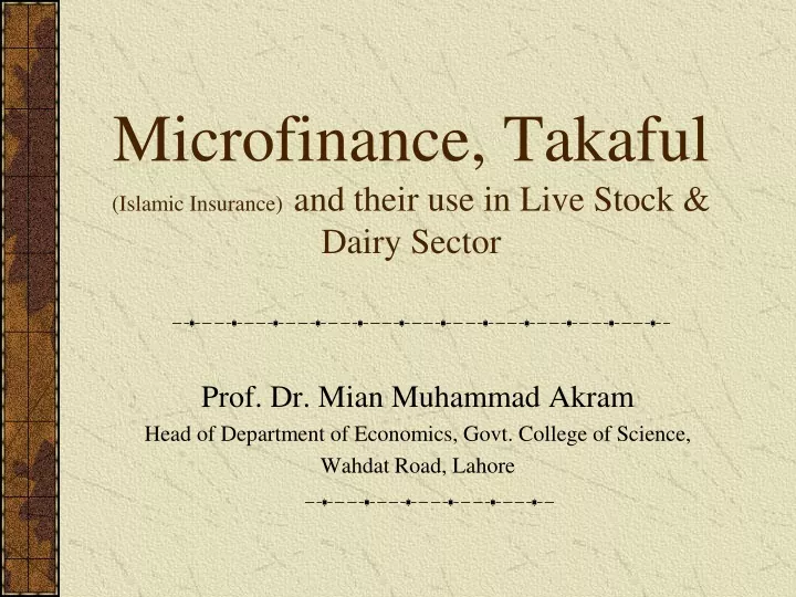 microfinance takaful islamic insurance and their use in live stock dairy sector