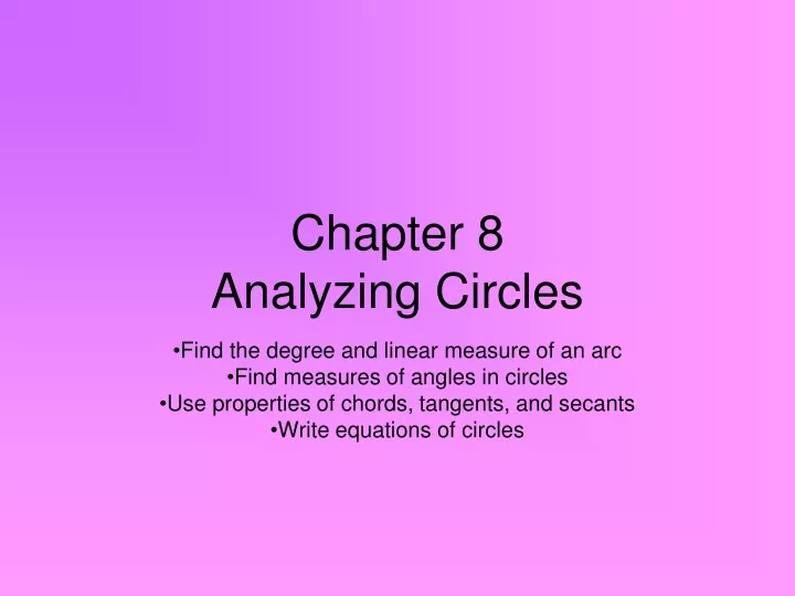 chapter 8 analyzing circles