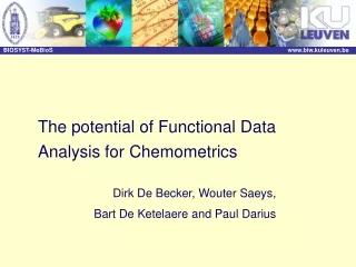 The potential of Functional Data Analysis for Chemometrics