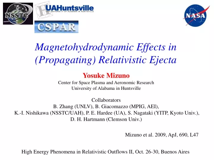 magnetohydrodynamic effects in propagating relativistic ejecta