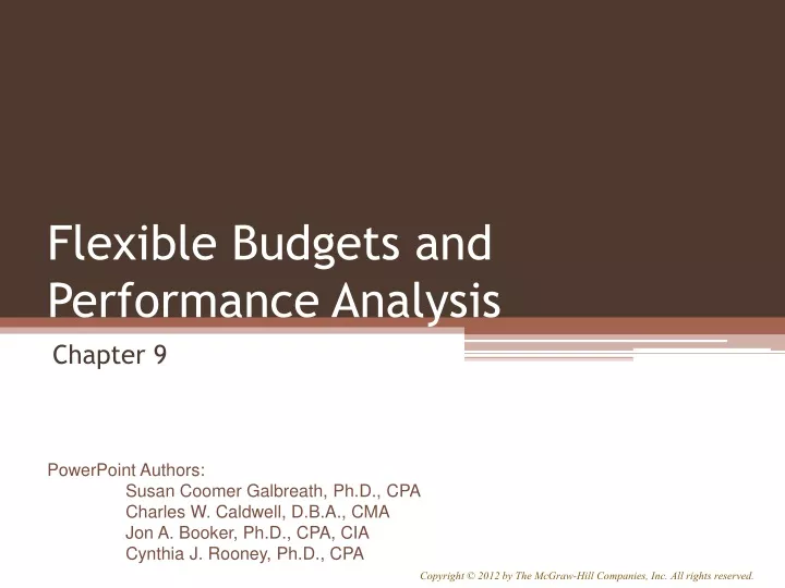 flexible budgets and performance analysis