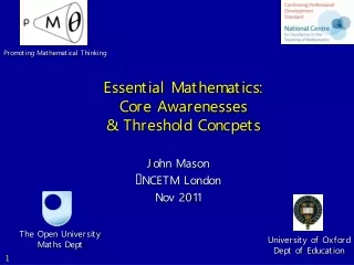 Essential Mathematics: Core Awarenesses &amp; Threshold Concpets
