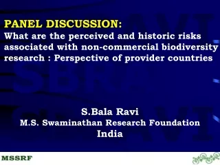 S.Bala Ravi M.S. Swaminathan Research Foundation India
