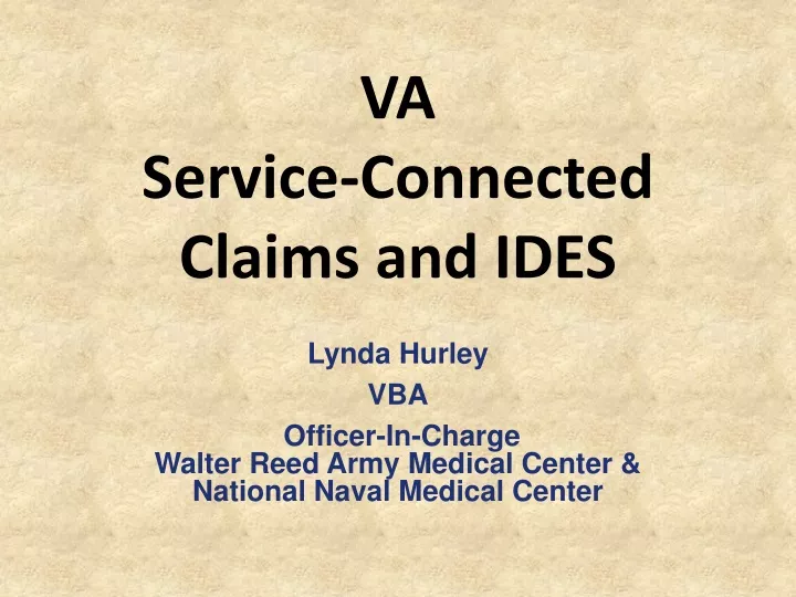 va service connected claims and ides