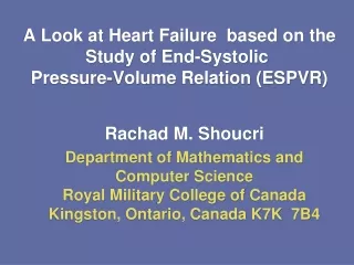 A Look at Heart Failure  based on the Study of End-Systolic   Pressure-Volume Relation (ESPVR)