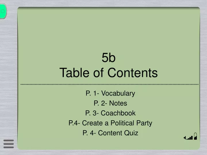 5b table of contents