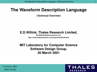 The Waveform Description Language  (Technical Overview)
