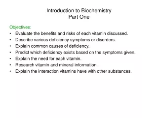 Introduction to Biochemistry Part One