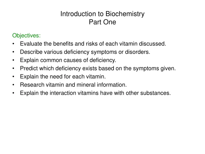 introduction to biochemistry part one
