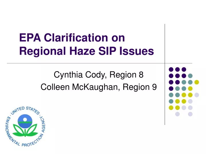 epa clarification on regional haze sip issues