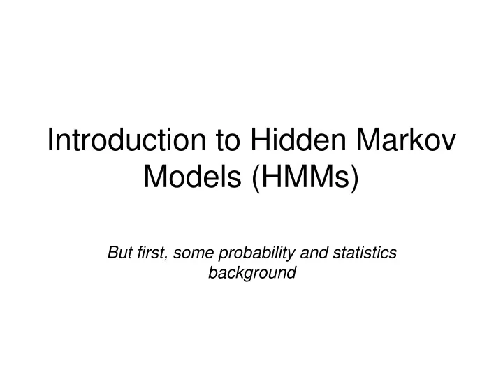 introduction to hidden markov models hmms