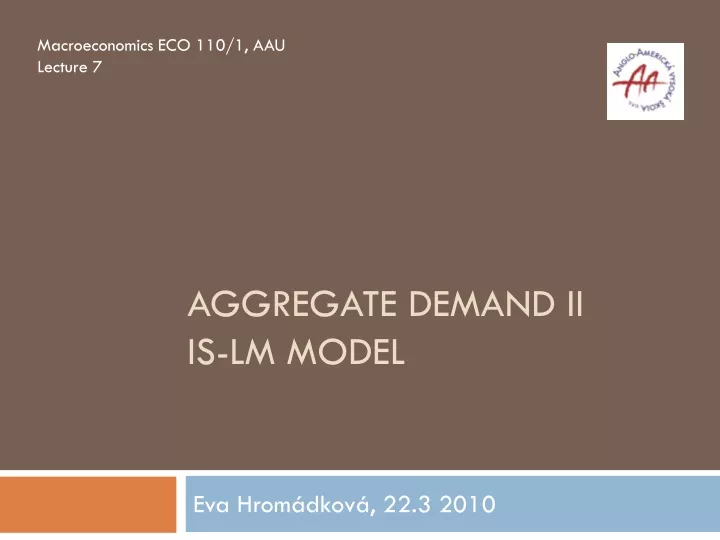 aggregate demand ii is lm model