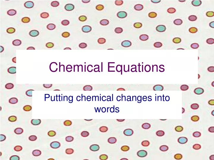 chemical equations