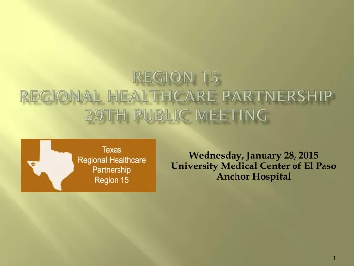 region 15 regional healthcare partnership 29th public meeting