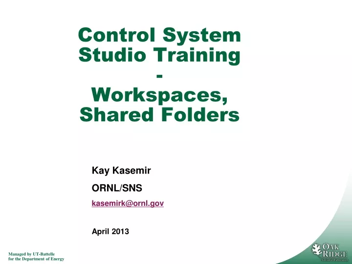 control system studio training workspaces shared folders