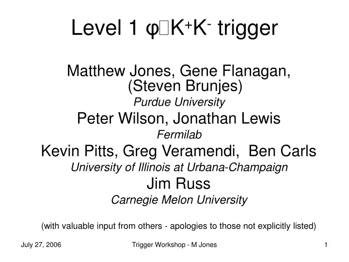 level 1 k k trigger