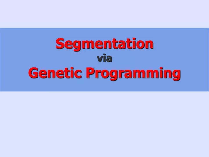 segmentation via genetic programming