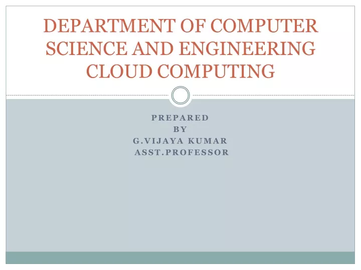 department of computer science and engineering cloud computing