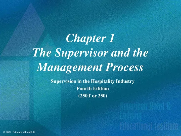 chapter 1 the supervisor and the management