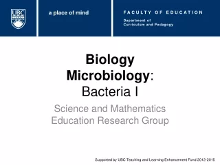 Biology Microbiology :  Bacteria I