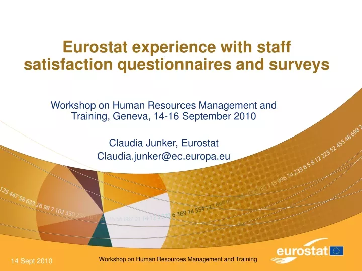 eurostat experience with staff satisfaction questionnaires and surveys