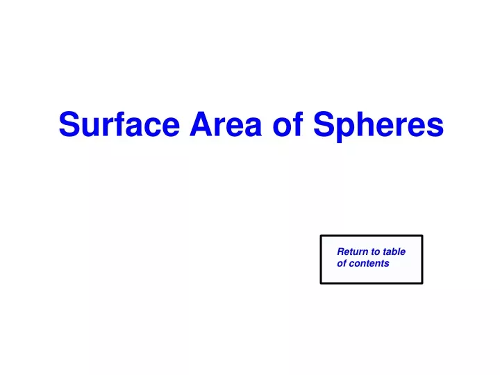 surface area of spheres