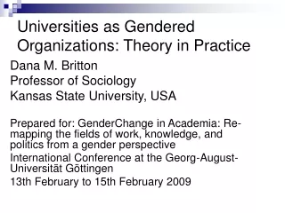 Universities as Gendered Organizations: Theory in Practice