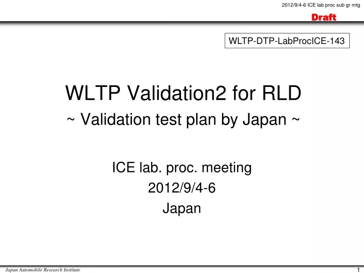 wltp validation2 for rld validation test plan by japan