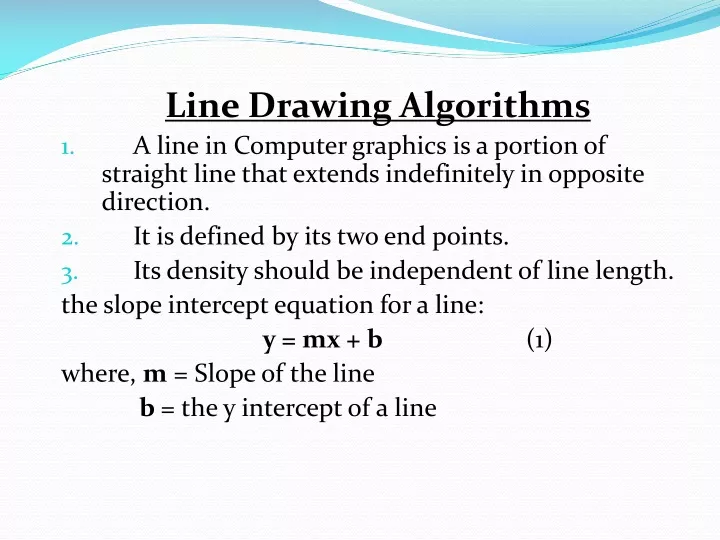 line drawing algorithms a line in computer
