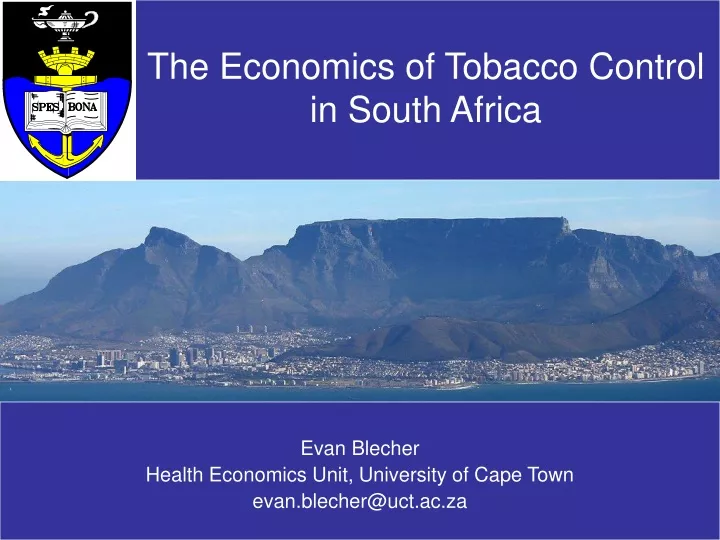 the economics of tobacco control in south africa