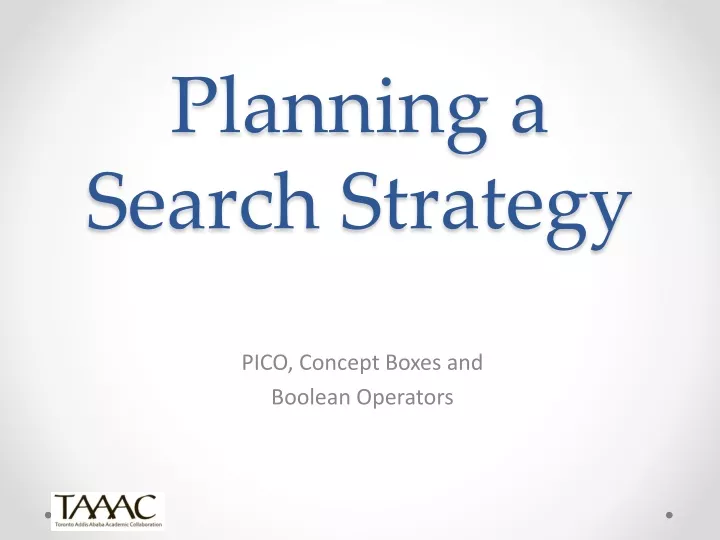 planning a search strategy