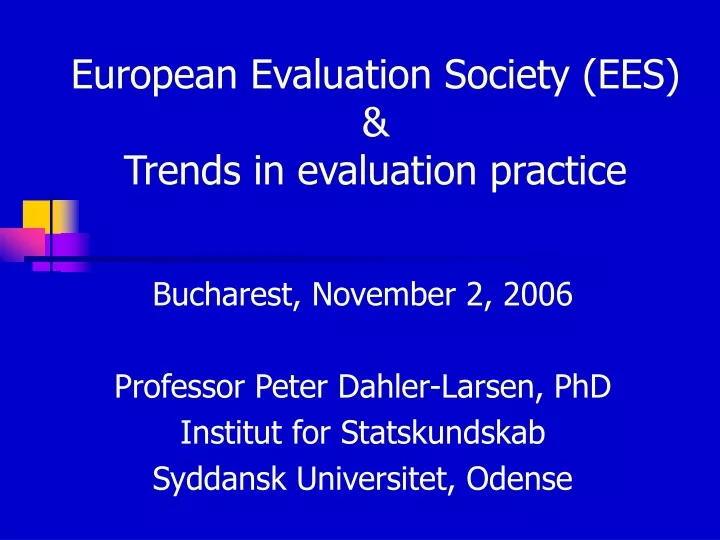 european evaluation society ees trends in evaluation practice