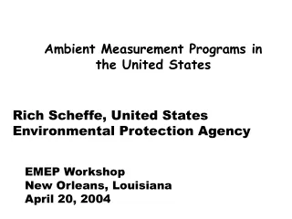 Ambient Measurement Programs in the United States