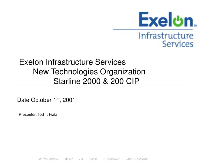 exelon infrastructure services new technologies organization starline 2000 200 cip
