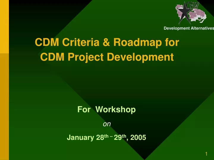 cdm criteria roadmap for cdm project development