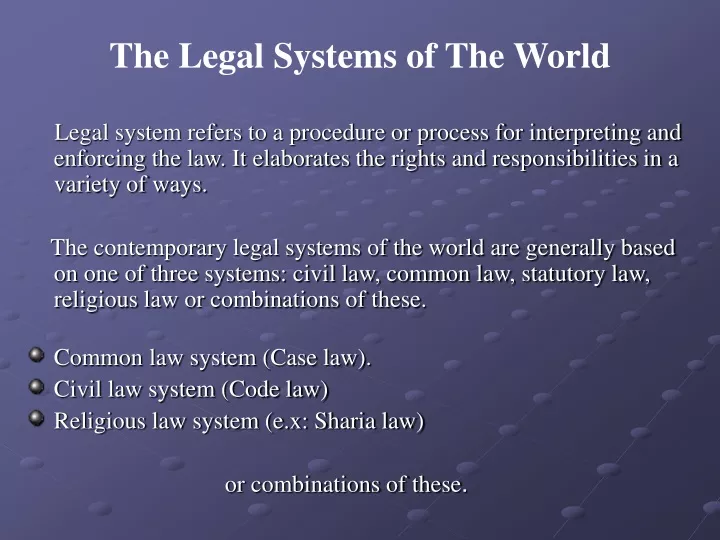 the legal systems of the world