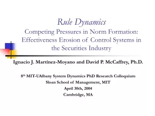 Ignacio J. Martínez-Moyano and David P. McCaffrey, Ph.D.