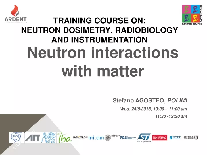 training course on neutron dosimetry radiobiology and instrumentation