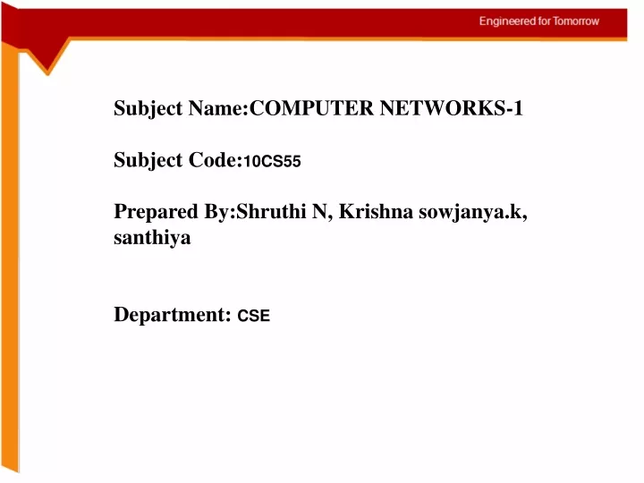 subject name computer networks 1 subject code