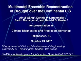 Multimodel Ensemble Reconstruction  of Drought over the Continental U.S