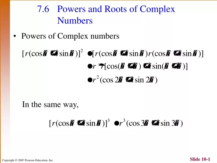 7 6 powers and roots of complex numbers