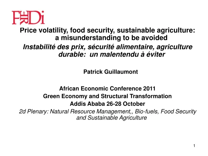 price volatility food security sustainable