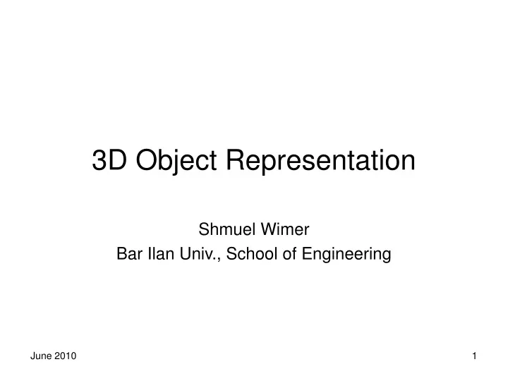 3d object representation