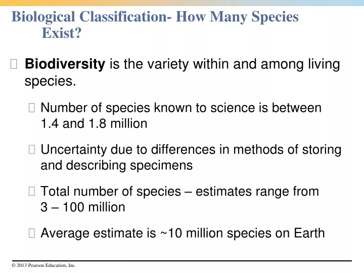 biological classification how many species exist