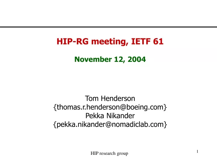 hip rg meeting ietf 61 november 12 2004